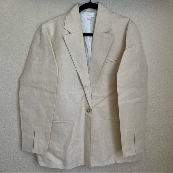 Rachael Wang Oversized oatmeal‎ blazer neutral NWOT size Large - Picture 1 of 12